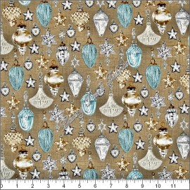 MAKOWER ANDOVER "BALMORAL" SERIES ANDOVER MAKOWER "BALMORAL" #1599 CHRISTMAS ORNAMENTS FABRIC PRICED PER 1/2 YD