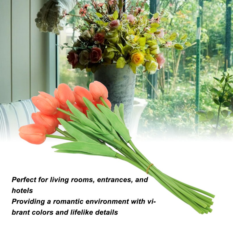 10pcs Artificial Tulip Flowers High Simulation Flowers Decor for Living