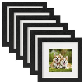 TOFOREVO 6x6 Picture Frames Set of 6 Black Wood Grain Photo Frame for Gallery Wall Mounting or Tabletop Display