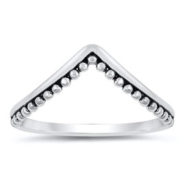 High Point Chevron Bali Bead Stacking Ring .925 Sterling Silver Band Size 3