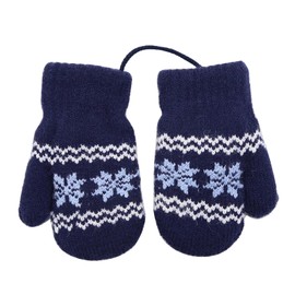HLYWEI 0-3 Years Kids Toddler Winter Hanging Gloves Mittens Warm Mittens with Cord Outdoor Cycling Winter Gloves Knitted Glove for Baby Boys Girls