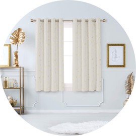 Deconovo Blackout Curtain Foil Printed Constellation Pattern Curtains Grommet Light Blocking Window Drapes for Living Room 2 Panels Light Beige 52 x 63 inch