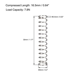 TOP-VIGOR 30Pcs Compression Spring, 5mm OD,0.5mm Wire Size,30mm Free Length Dual Extended Durable Dual Hook Tension Spring for Furniture Screen Doors Repair Projects