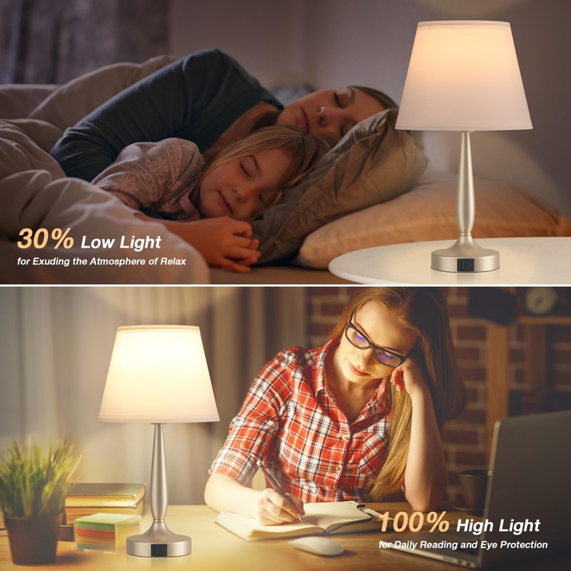 Kakanuo Touch Table Lamp for Bedroom, Small Bedside Lamp with