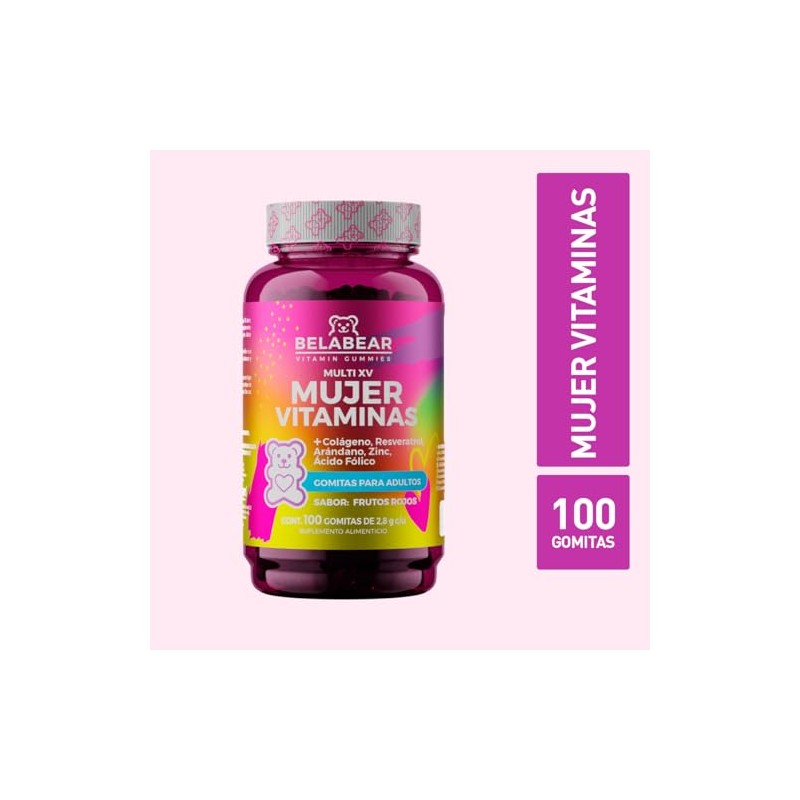 solanum Belabear Women's Multivitamin Resveratrol, Cranberry, Colágeno y Ácido Fólico