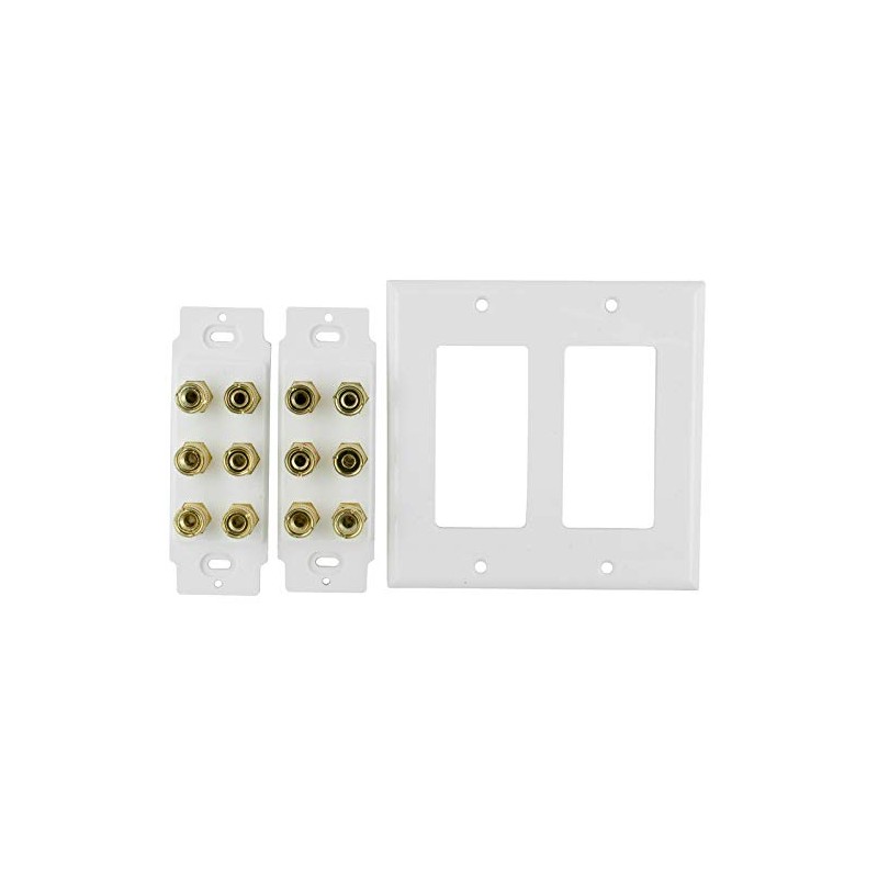 6 Speaker Cable Wall Plate Double Gang for 6 Surround