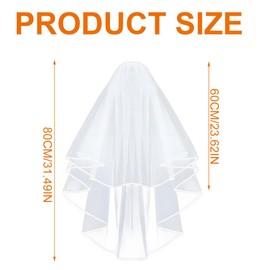 Zeayebsr Ladies Veil, Bridal Veil, Wedding Veil, Short, Elegant Tulle Bridal Veil, Length, Suitable for Wedding, Stag Night, White