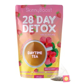 SkinnyBoost 28 Day Detox Daytime Tea -Hibiscus Berry 28 Tea Bags Supports Met...
