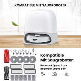 NIXOOT 21 St1ck Zubeh?rset f1r Roborock Qrevo Curv/Qrevo Curv S5X / Qrevo/Qrevo S5V Edge Saugroboter, 1 Hauptb1rste 6 Staubbeutel 4 Wischpad 4 Filter 4 Seitenb1rste 1 Reinigungszubeh?r 1 Schraubendreher