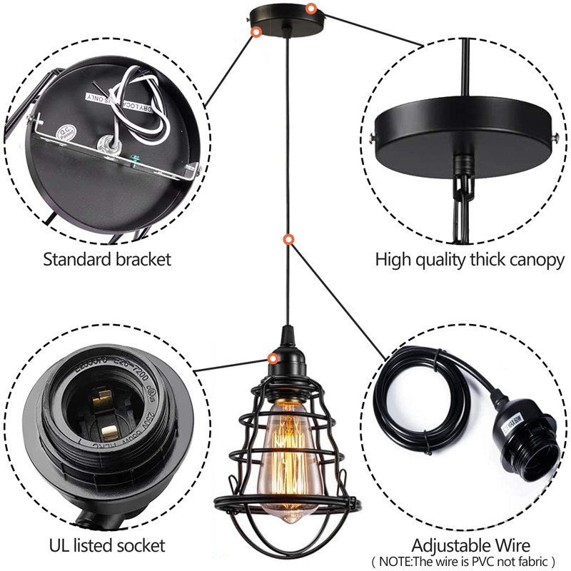 Industrial Pendant Light INNOCCY Edison Hanging Cage Pendant Lights E26