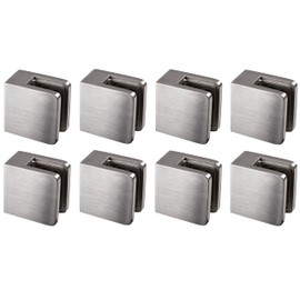 8 x Stainless Steel Glass Holder Square for 6 mm Glass - Glass Clamp Flat for Straight Surfaces - Railing Fuse