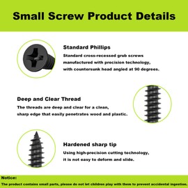 M3 Small Screw Kit, Short Wood Screws Assortment Kit, 600pcs Tiny Screws 6/8/10/12mm Phillips Flat Head Self Tapping Electronic Accessories Screw Multifunctional DIY Micro Woodworking Small Screws Set