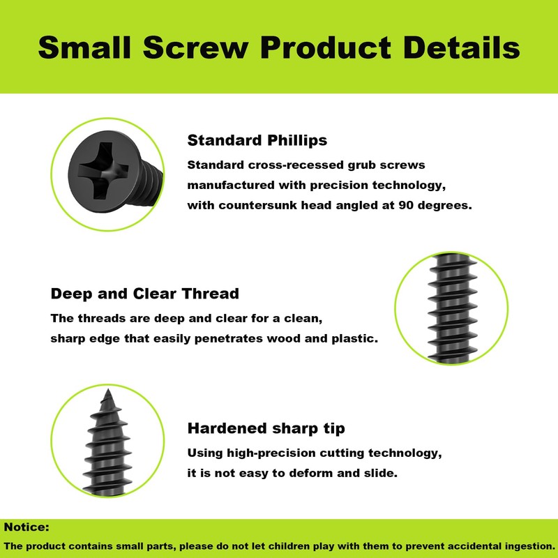 M3 Small Screw Kit, Short Wood Screws Assortment Kit, 600pcs