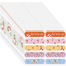 Aurelema 600 Pcs Jesus Bandages Bulk for Kids Boo-Boos Cartoon Adhesive Bandages God Bless You Self-Adhesive Pack After Little Scrapes Waterproof Breathable