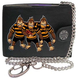 Klassek Cornwall Rugby Gorilla Cornish Kernow Caricature Shirt Mens Wallet with Chain Real Leather RFID Blocking with Coin Pocket and Metal Gift Box