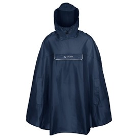 VAUDE Valdipino Poncho, impermeabile, in poliestere riciclato, antivento, riflettente, con cappuccio e tasca frontale, lunghezza 85 cm