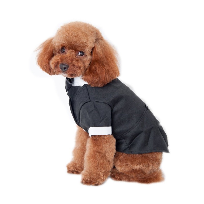 Keysui Black Dog Tuxedo Suit Puppy Wedding Clothes Coat Doggie