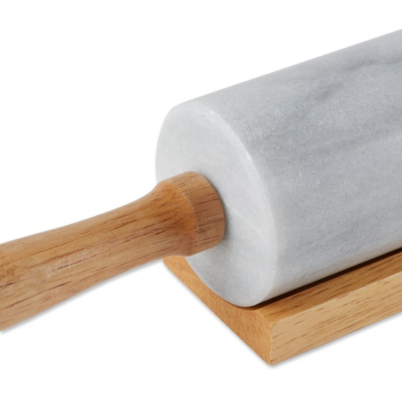 RSVP International RPW-10 White Marble Rolling Pin for Baking &