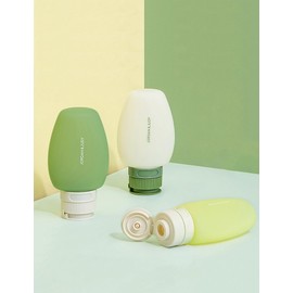 INUSO Soft Travel Essentials | Refillable Silicone Travel Kit for Skincare & Bath | Travel Size Containers | Food-Safe Material (Mossy Green 1.0)