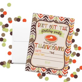 Funny Bust Out The Stretchy Pants Thanksgiving Party Invitations, 16 Pack 5x7 Fill In Cards with Sixteen White Envelopes by AmandaCreation