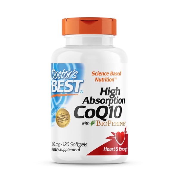 Doctor's Best, High Absorption CoQ10 with BioPerine, 100 mg, 120 Soft Capsules, Vegetable, Coenzyme Q10, Laboratory Tested, Gluten Free, GMO Free