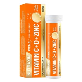 Nutraxin Vitamin C+D+Zinc 400IU - 15 Tablets, 15 Day Supply
