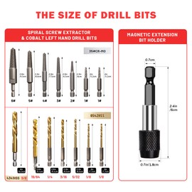UYECOVE 15PCS Stripped Screw Extractor Set, 6542/4341 HSS Steel Left Hand Drill Bit Set Easy Out Screw Extractor Set | 1/4'' Adaptor | Broken Screw Extractor Kit Removing Stripped Screws Bolts