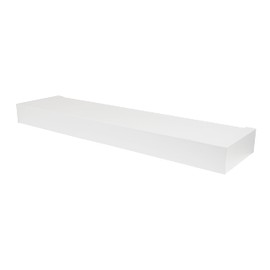 HIGH & MIGHTY 515657 Modern 24" Floating Shelf Holds up to 20lbs, Easy Tool-Free Dry Wall Installation, Flat, eCommerce Packaging, White