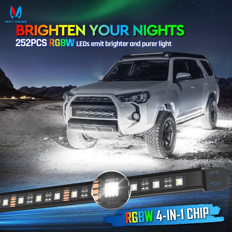 MICTUNING N8 RGBW Underglow Light Bars for SUVs, App/Remote Control,