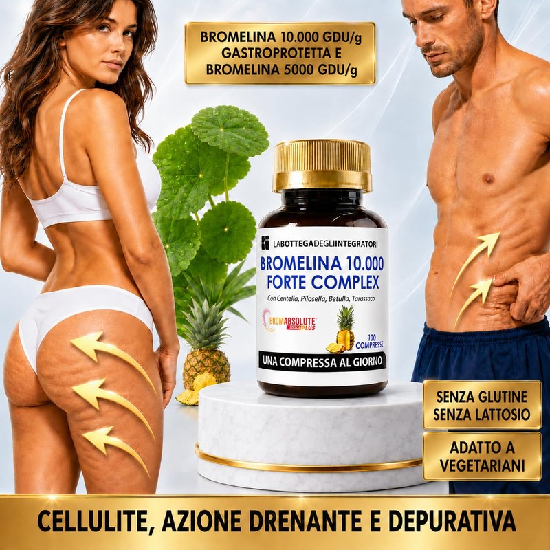 BROMELINA 10.000 GDU/g GASTROPROTETTA CON BROMELINA 5000 GDU/g CENTELLA PILOSELLA