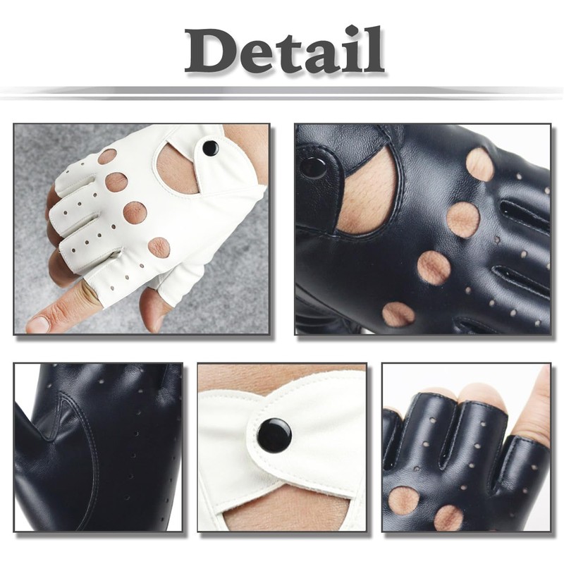 White Fang NT249 Fingerless Gloves, Punk Rock Leather, Cool Band,