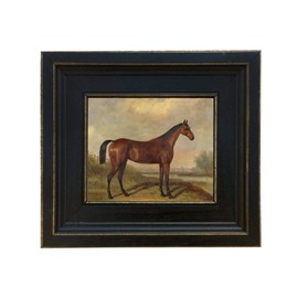 Schooner Bay Co. – William Barraud Hunter in Landscape Oil Painting Print on Canvas in Antiqued Gold Frame Home Wall Art Décor Equestrian Horse Ready To Hang (8-1/2" x 9-1/2", Antiqued Gold Frame)