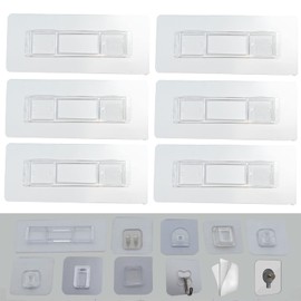 CARURLIFF 6 PCS Wall Mounted Replacement Sticky Pads for Kitchen Bathroom Shower Caddy Organizer Rack Holder Nail Free Adhesive Hooks (Rectangle 10.4 * 2.5 cm)