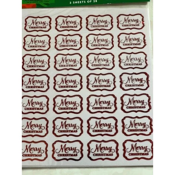 JOLEES RED MERRY CHRISTMAS WORDING WITH RED TRIM AROUND 3