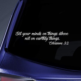 Bargain Max Decals Colossians 3:2 Verse Sticker Decal Notebook Car Laptop 8" (White)