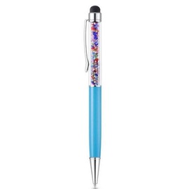 Quality 2-in-1 Capacitive Touchscreen Stylus and Ballpoint Pen with Crystals (LIGHT BLUE RAINBOW)