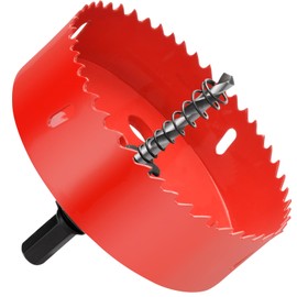 4-1/2"丨115mm Hole Saws with Heavy Duty Arbor HSS Bi-Metal Hole Cutter Drill Bit for Wood Cornhole Boards Plastic Drywall Metal Fiberboard(Red)