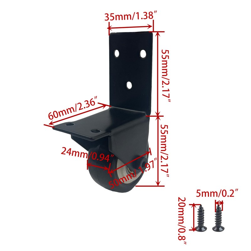 Yuqim 2 Pack Black Side Mount Casters 2 Inch Non