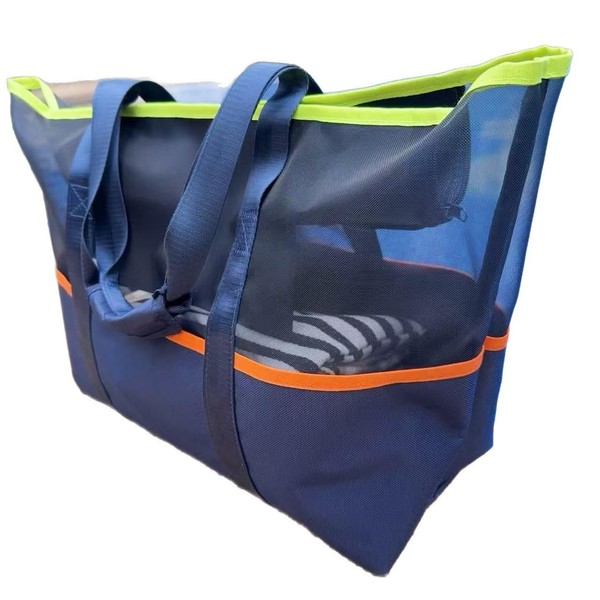 Tote Beach Bag with Zipper Large Tote Foldable Mesh Travel