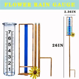Rain Gauge Outdoor, Freeze Proof Rain Gauges Outdoors Best Rated,7" Capacity Detachable Rain Guage with Stake for Yard,Lawn & Garden,Large Clear Number and Scale Rain Measure Gauge,Rain Water Meter