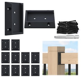 Muzata 12Pcs Deck Railing Brackets Connectors Rail Support Kit for 2x4 (1.5"×3.5") Wood Post Deck Rail Bracket with 76pcs Screws for Wooden Stair Fence Cable Railings Handrail WT11