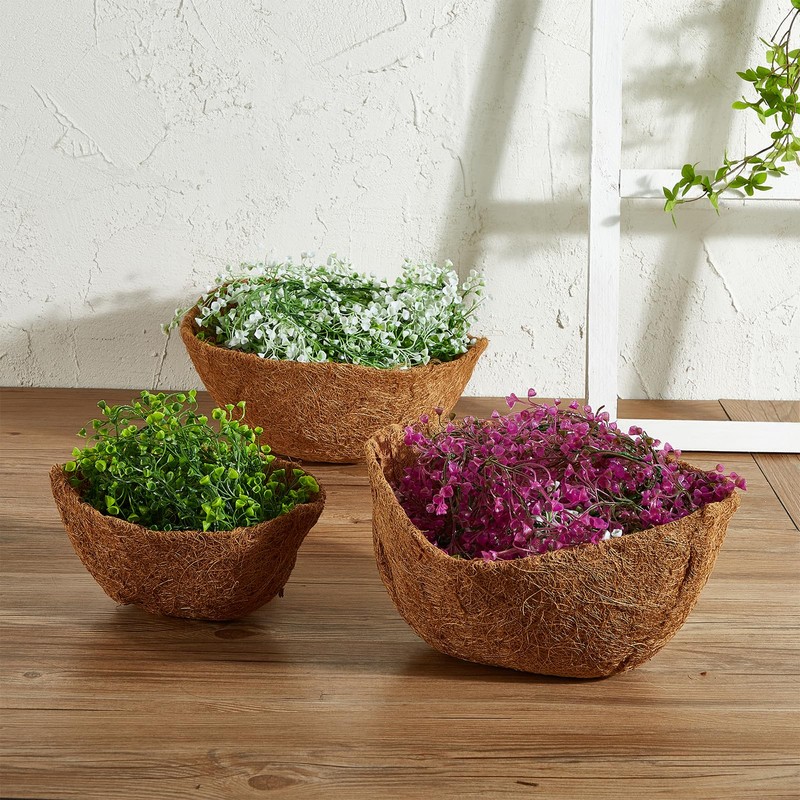 Kajoeiae 4 pcs Coco Liners for Planters, Replacement Hanging Basket