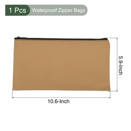 YOKIVE Waterproof Zip Pockets Faux Leather Pencil Case Money Storage Bag Cosmetic Organiser Case Ideal for Office (Khaki), White