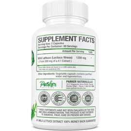 Parker Naturals Parker Naturals Wild Lettuce Capsules, 1200mg Herbal Sleep Supplement with 4:1 Wild Lettuce Extract, Lactuca Virosa Soothes Discomfort, 120 Capsules