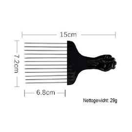 CAM2 Afro Comb Afro Pick Finger Styler Hair Metal Pick Hairdresser Wig Styling Tool Afro Comb for Natural Curls (Black)