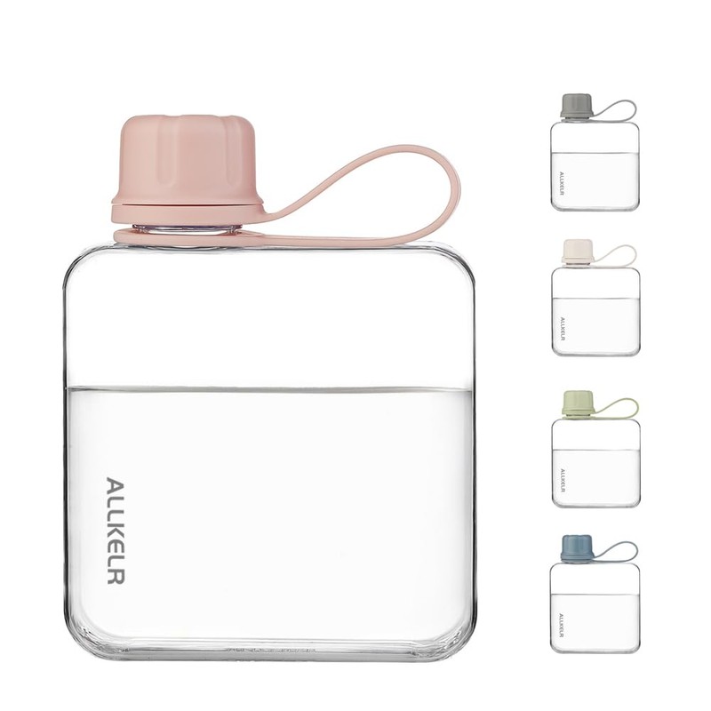 ALLKELR Portable Flat Water Bottle,BPA Free Reusable Tritan Plastic Travel
