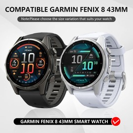 Suoman 1+2 Pack for Garmin Fenix 8 43mm Case, Charger Port+ 2.5D 9H Hardness Tempered Glass Screen Protector, All-Round Hard PC Protective Cover Bumper