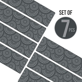 Set of 7 Stair Treads Ultra-Thin with Non Slip Rubber Backing 9”x26”, Gray 7 Pieces