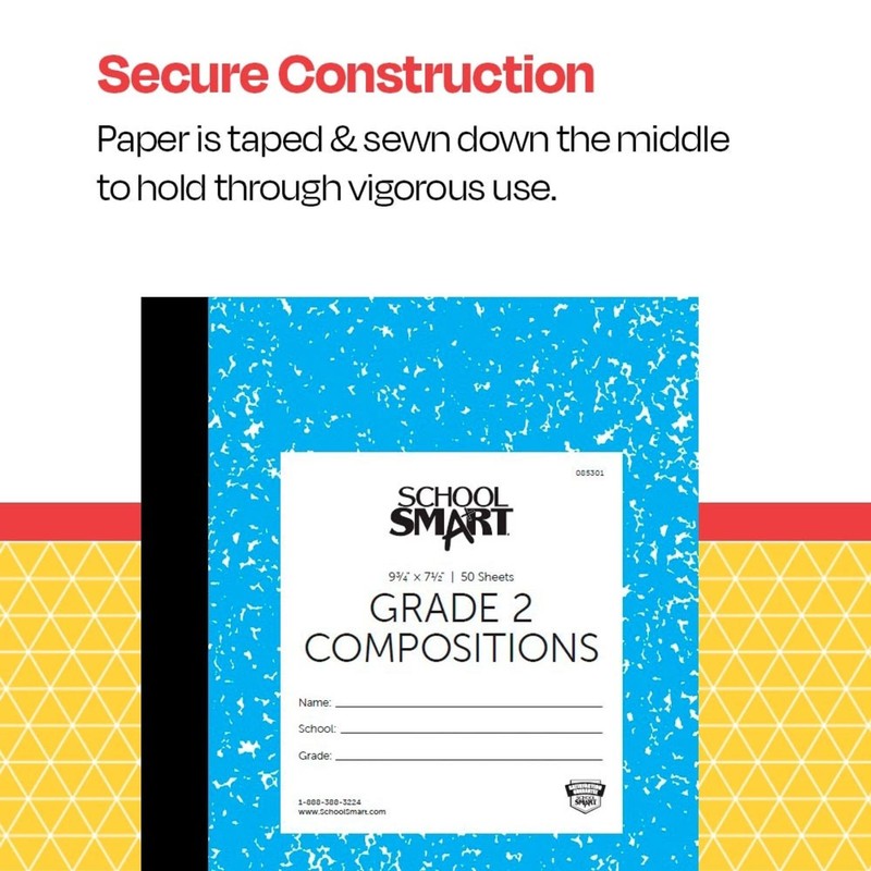School Smart Skip-A-Line Ruled Composition Book, Grade 2, Blue, 100