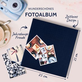 Goldbuch Summertime Trend 2 Photo Album with 100 White Pages with Protective Dividers and Linen Cover, for up to 600 Pictures, High-Quality Paper, 30 x 31 cm, blue, 25x25 cm